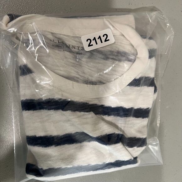 All Saints Casual Short Sleeve Striped  M Cotton White Blue Nautical Capsule - Picture 14 of 14